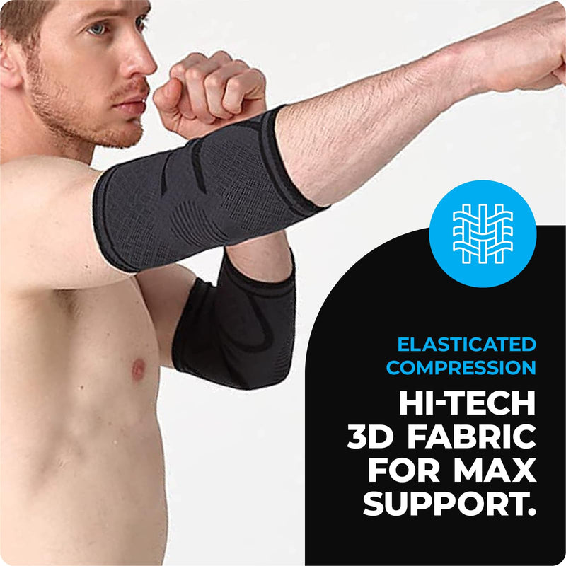 VITTO Elbow Support for Men & Women - Compression Sleeve for Tendonitis, Arthritis, Injury - Tennis Elbow Support Strap, Golfers Elbow Support, Elbow Sleeves for Weightlifting (M, Black, Single) M 1 - NewNest Australia
