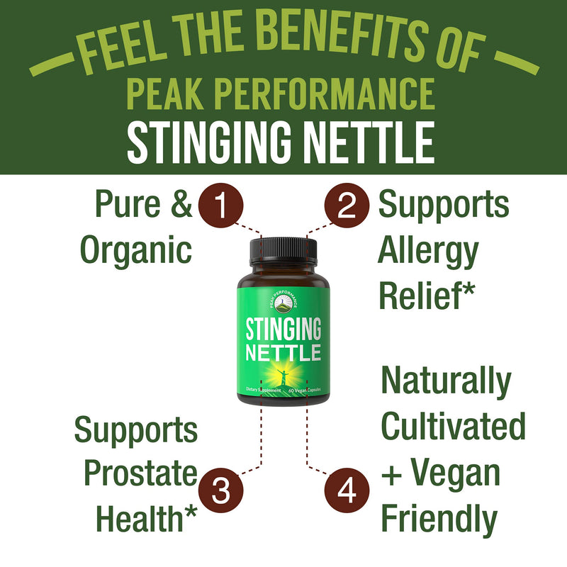 Organic Stinging Nettle. Vegan Capsules Made with Organic Stinging Nettle Leaf Powder for Prostate, Hair Growth, Allergy. Better Than Root Extract. Plant Based Herb Supplement Pills, Tablets - NewNest Australia
