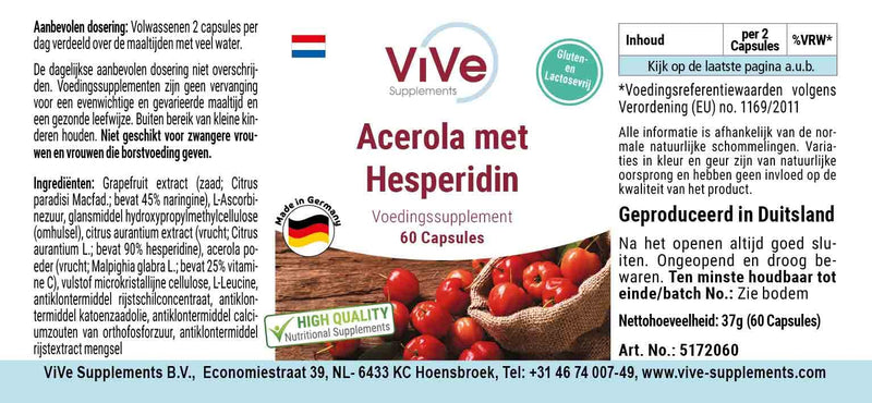 Acerola With Hesperidin - 60 Capsules With Vitamin C, Grapefruit Seed Extract And Bitter Orange Extract - High Dose And Vegan - Standardized Extracts | Quality From Germany Vive Supplements - NewNest Australia