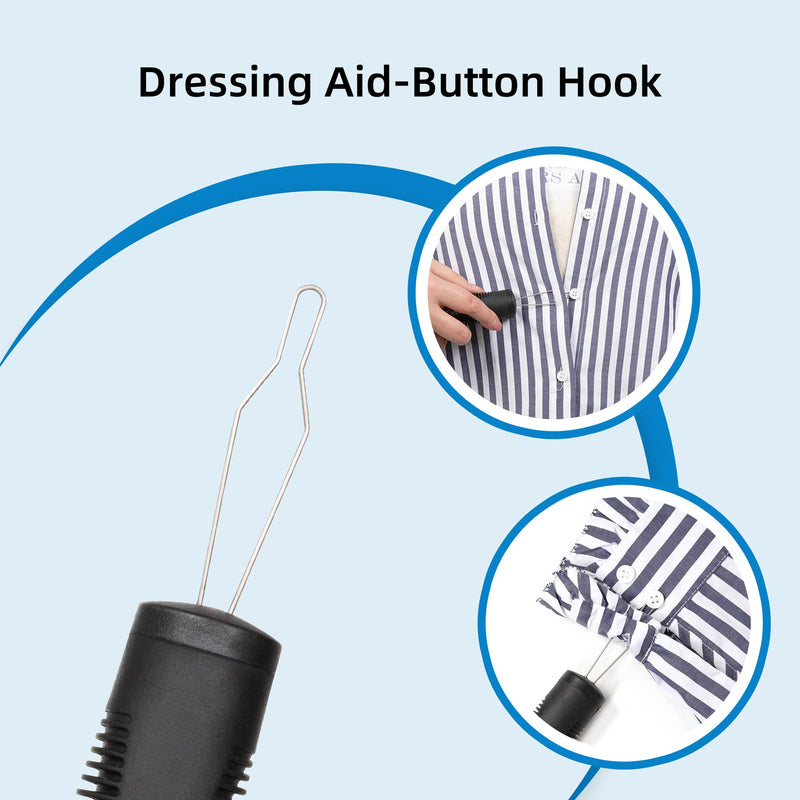 2Pack Button Hook Dressing Aids, Zipper Pulls with Comfort Grip Handle, Dressing Assist Device for Elderly, Arthritis, Disability, Handicapped - NewNest Australia