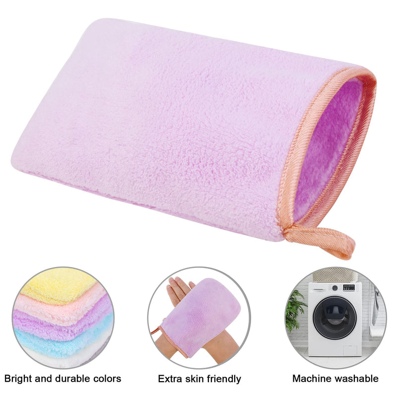 PHOGARY 6 Pcs Microfiber Washing Gloves Wash Cloth Coral Fleece Soft Face Glove Bath Spa Cloth Reusable Makeup Remover Gloves 6 Colors - NewNest Australia