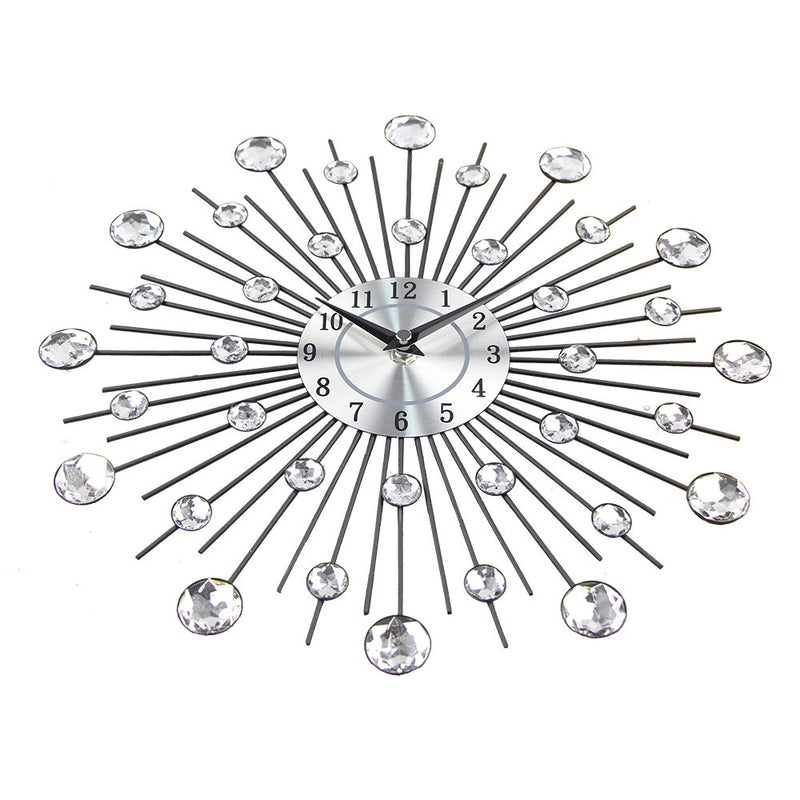 NewNest Australia - Timelike Crystal Wall Clock - Celebration Decorative Metal Wall Clock Linear Radiation 