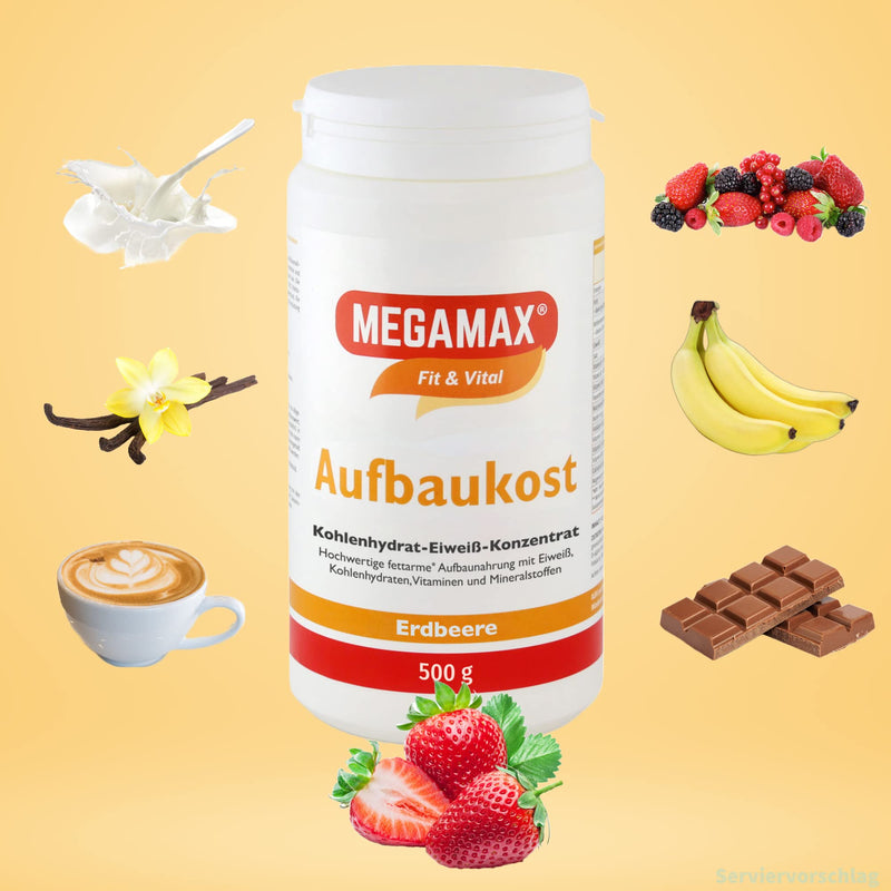 Megamax Organic Food Strawberry. Ideal For Strengthening And Underweight. Powder For Preparing A Low-Fat Carbohydrate Protein Drink. Produced In Germany. 500G - NewNest Australia