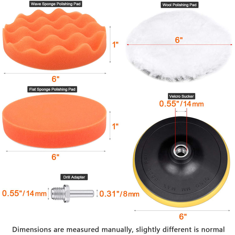 6 Inch Buffing and Polishing Pad Kit 11 PCS with Drill Adapter - NewNest Australia