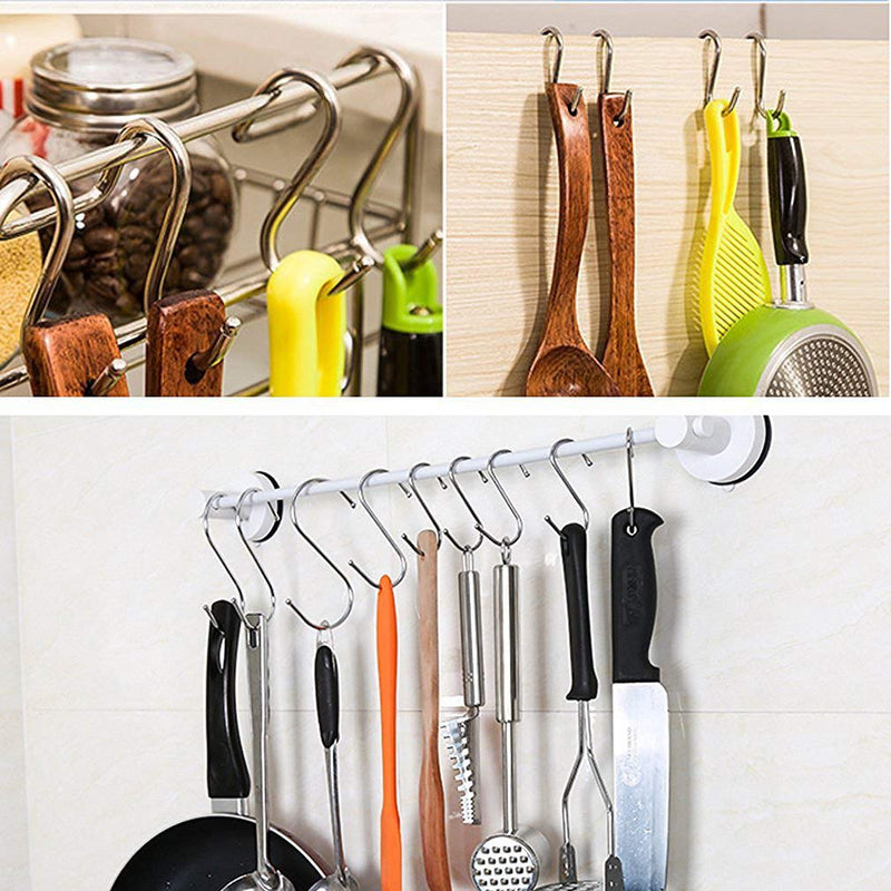 NewNest Australia - Emoly 20 Pack Heavy Duty s Hooks Stainless Steel S Shaped Hanging Hooks Hangers for Kitchen, Bathroom, Bedroom and Office, Silver 