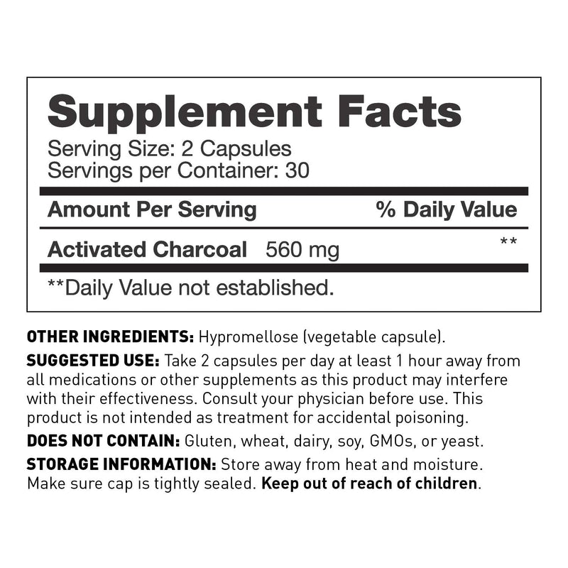 Coconut Charcoal Capsules from The Myers Way Protocol - Natural Activated Charcoal, Gas Reliever & Support For Affects Of Mold/Toxins - Dietary Supplement 60 Capsules, 30 Servings - Dr. Amy Myers - NewNest Australia