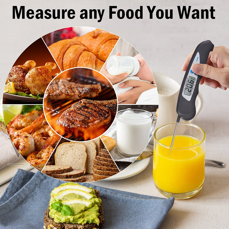 Digital kitchen Thermometer Cooking food, Accurate Thermometer with Foldable Probe, instant read Meat Thermometer with large LCD screen, ℉/℃ Button for Hot Beverage, Meat, Grill, BBQ, Jam, water - NewNest Australia