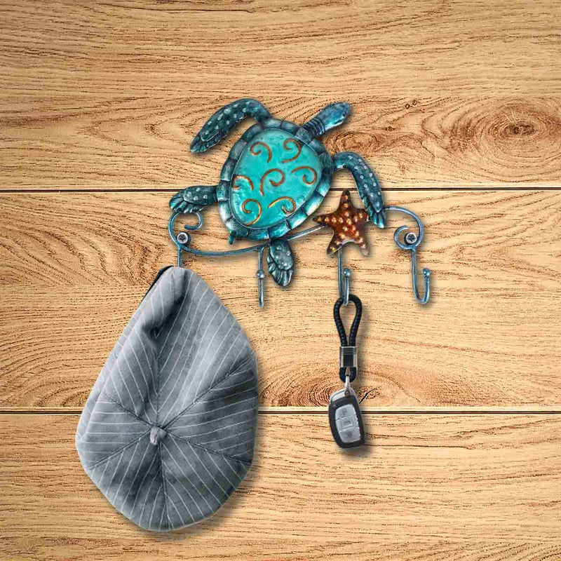 NewNest Australia - Tooarts Wall Mounted Key Holder Turtle Wall Hooks Iron Key Hook Rustic Wall Decorative Hook Living Room Bathroom Ornament 