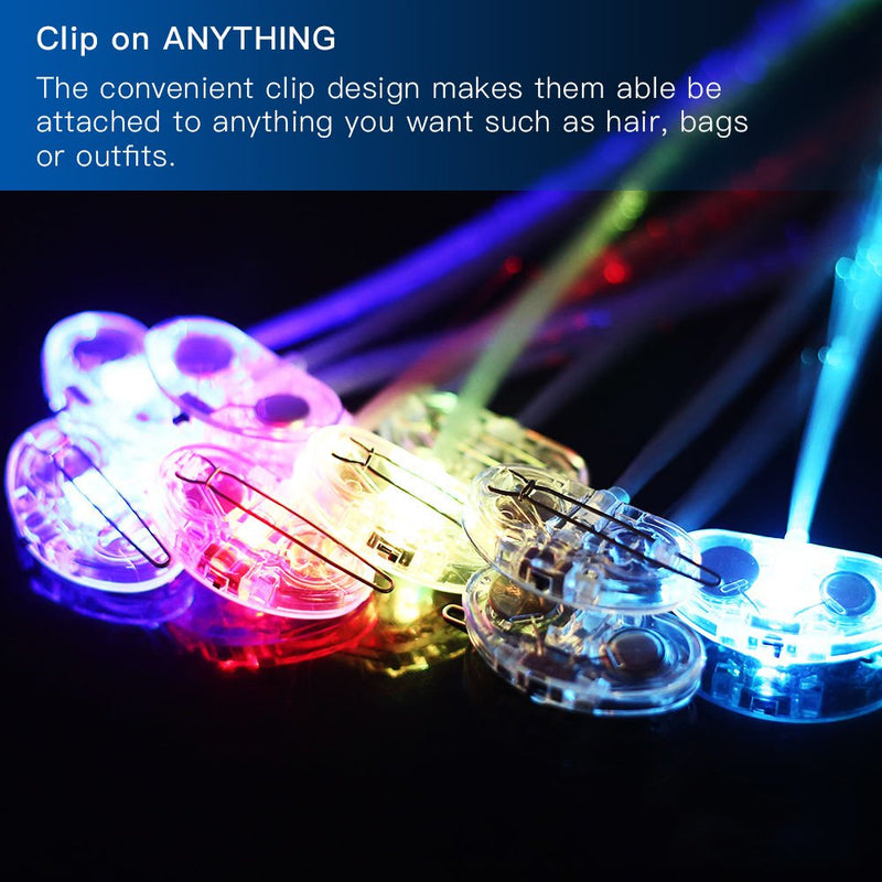 Novelty Place 24Pcs LED Light-Up Fiber Optic Hair Extension with Barrette Party Light Set - Alternating Changing Colors (14 Inch) - NewNest Australia