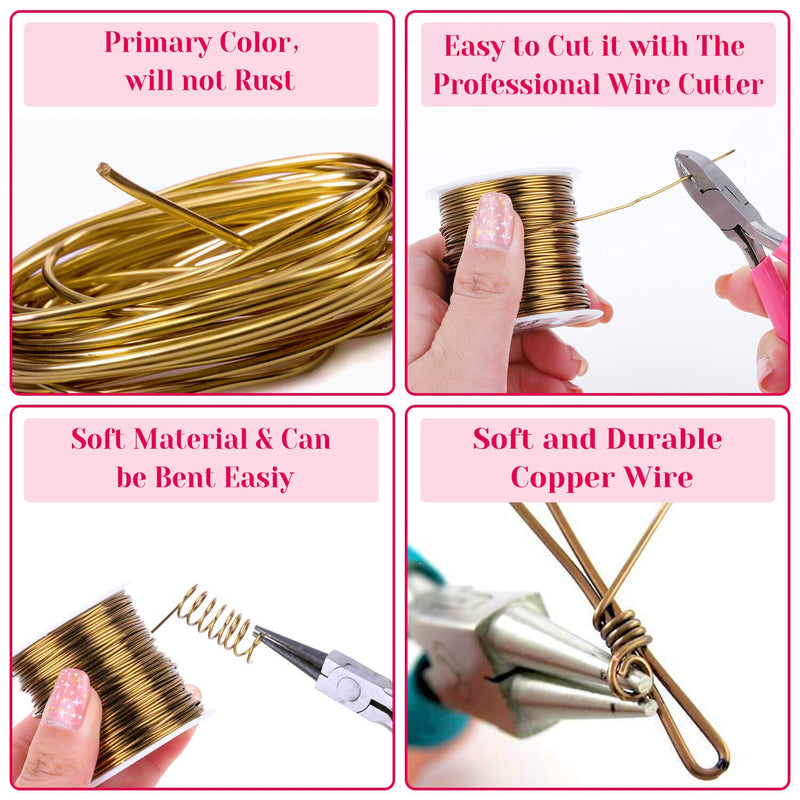 Anezus 18 Gauge Jewelry Wire for Jewelry Making, anezus Craft Wire Tarnish Resistant Copper Beading Wire for Jewelry Making Supplies and Crafting (18 Gauge, Antique Bronze) 1 - NewNest Australia