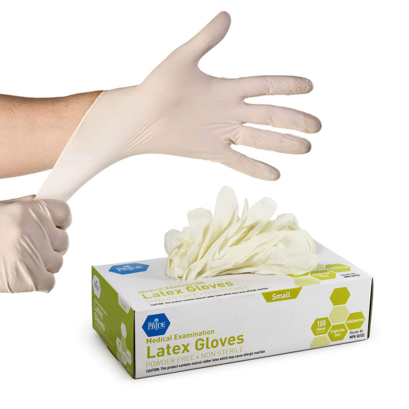 Medpride Medical Examination Latex Gloves| 5 mil Thick, Powder-Free, Non-Sterile, Heavy Duty Exam Gloves Small/100 - NewNest Australia