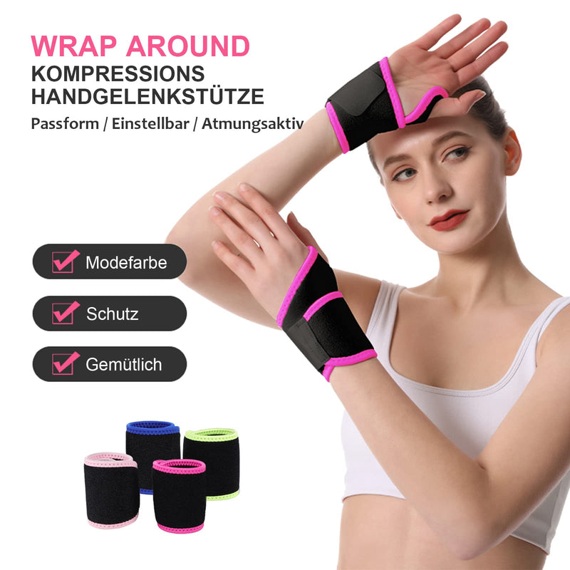 Yeloumiss Wrist Bandages 1 Pair Adjustable Wrist Support Carpal Tunnel Bandage For Sports Protection Arthritis Tendinitis Pain Relief, One Size Fits Left Or Right Hand (Rose Red) - NewNest Australia
