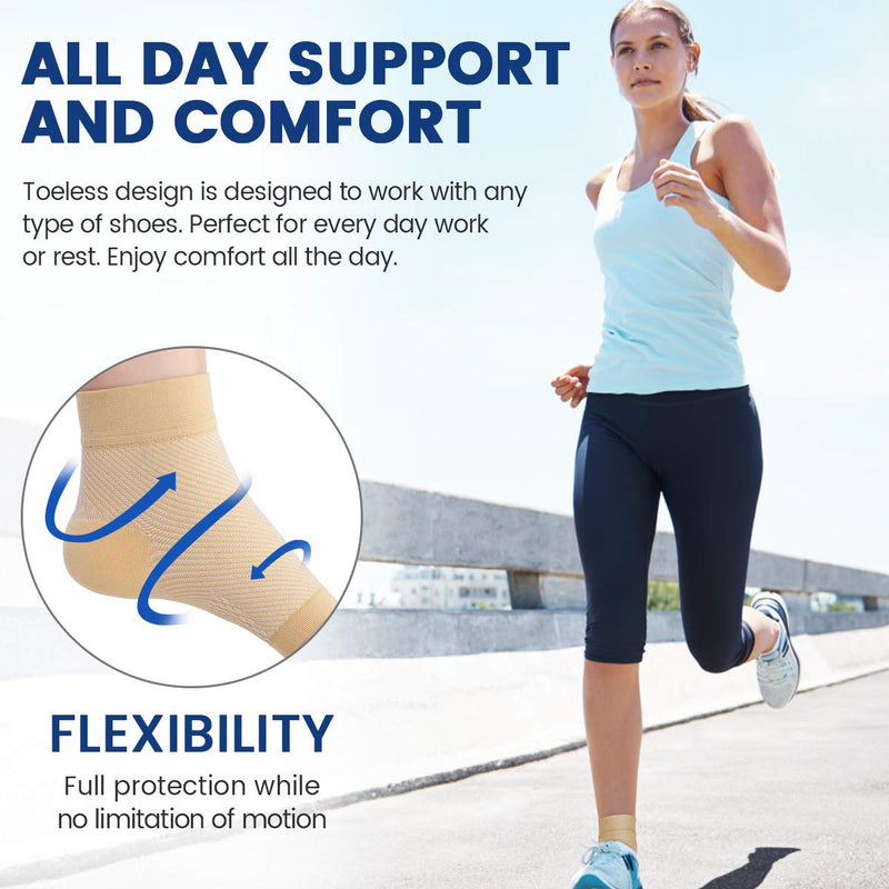 Plantar Fasciitis Foot Support Socks, Goosehill Ankle Support Compression Socks Foot Sleeves for Ankle, Aching Feet and Heel Pain Relief, for Both Left and Right Foot S (Pack of 1) Nude - NewNest Australia