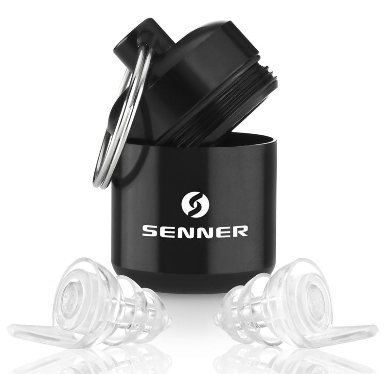 Senner PartyPro Reusable Noise Cancelling Earplugs with Aluminium Container. Ideal Ear Plugs for Parties, Musicians, Concerts, Festivals, Disco - Light to Wear and Quiet - Transparent - NewNest Australia