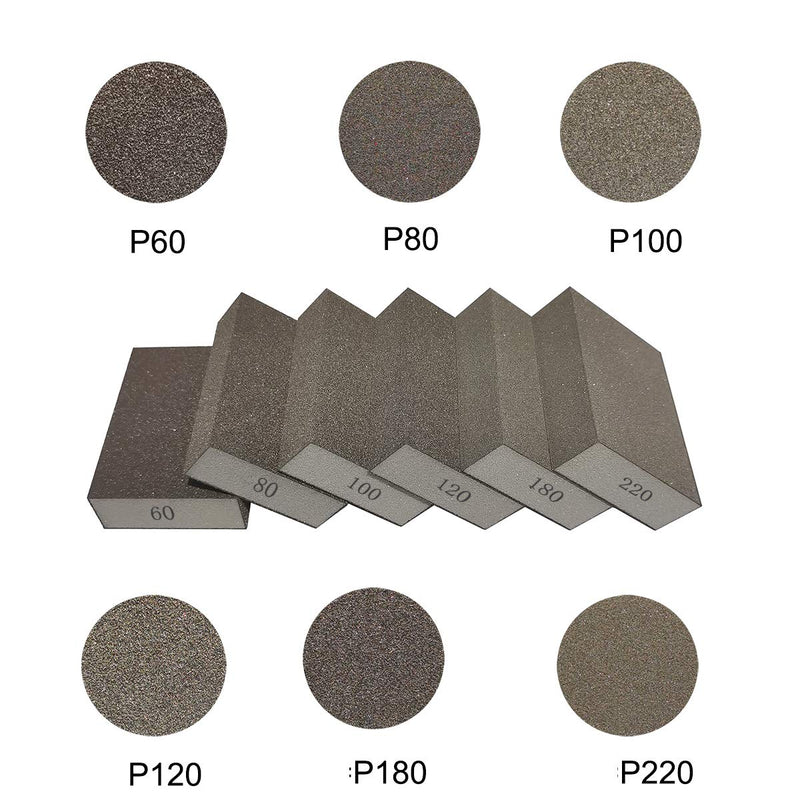 Tonmp 12 Pack Sanding Sponges - Coarse/Medium/Fine/Superfine 6 Different Specifications Sanding Blocks Assortment for Drywall/Meta/Woodl - NewNest Australia