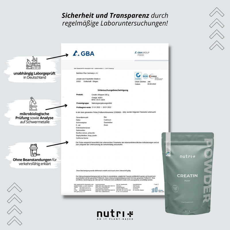Creatine Monohydrate 500 G - Creatine Powder - 99.99% Pure - High Dose, Ultra Fine, Vegan And Neutral - Nutri + Creatine Powder Mono Mesh 200 Without Flavor - Premium Quality - NewNest Australia