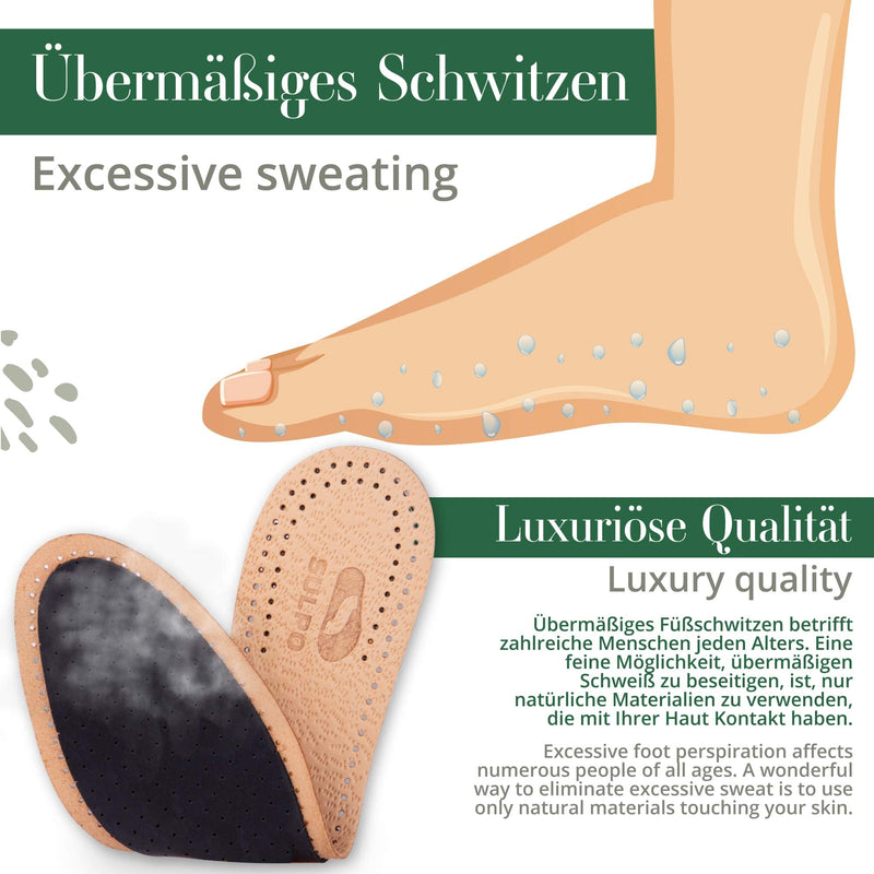 SULPO 3 pairs of genuine leather insoles, premium leather activated carbon insoles, odor absorber, anti-sweat insoles, breathable pecari leather 42 - NewNest Australia