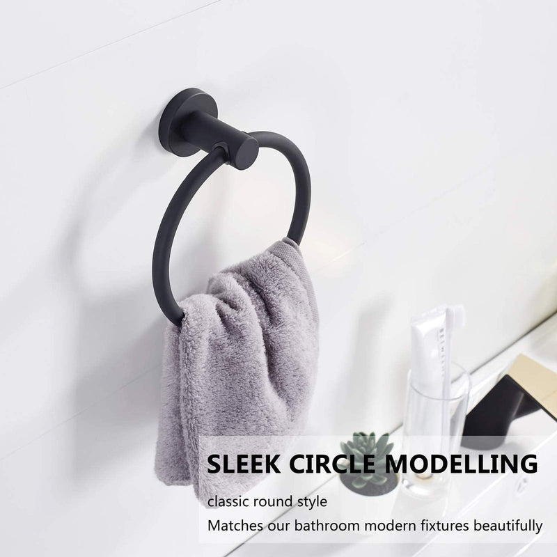 304 Stainless Steel Towel Ring Hanging Round Simple Black Towel Circular Holder Matte Black - NewNest Australia