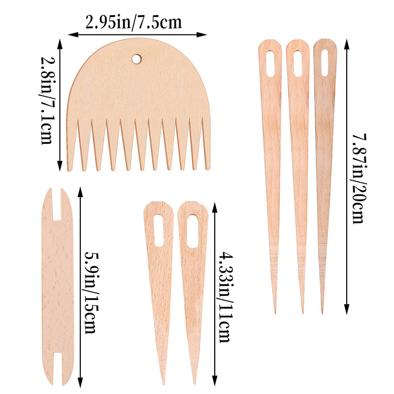LUTER 7Pcs Wood Hand Loom Stick Set DIY Handcrafts Tools Include 5Pcs Wood Weaving Crochet Needle, 1Pc Wooden Shuttle, 1Pc Wood Weaving Comb for Knitting Crafts - NewNest Australia