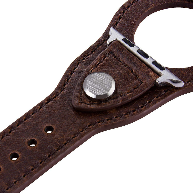 VIQIV Cuff Bracelets Bands For Compatible With Apple Watch 38mm 42mm 41mm 40mm 44mm 45mm Iwatch Series SE 7 6 5 4 3 2 1, Dressy Leather Metal Jewelry Wristband Strap For Women Men Coffee - NewNest Australia