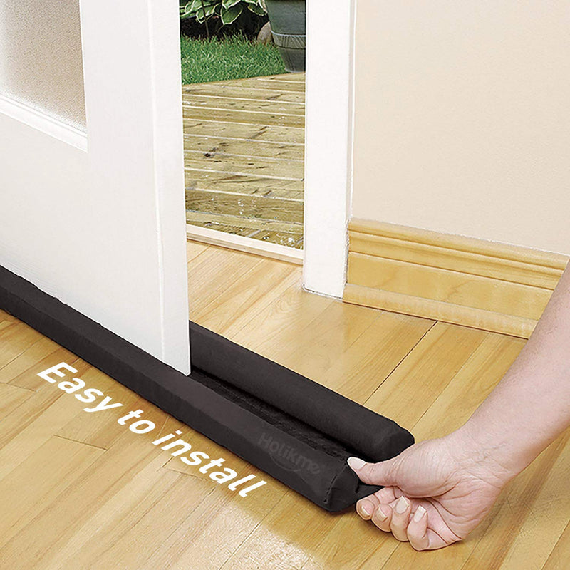 Holikme Twin Door Draft Stopper Weather Stripping Window Breeze Blocker Adjustable Door Sweeps 34inch ，Black Black - NewNest Australia