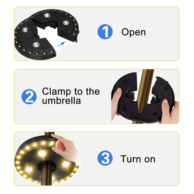 OYOCO Warm White Patio Umbrella Light 3 Brightness Modes Cordless 28 LED Lights at 200 lumens 4 x AA Battery Operated,Umbrella Pole Light for Patio Umbrellas,Camping Tents - NewNest Australia
