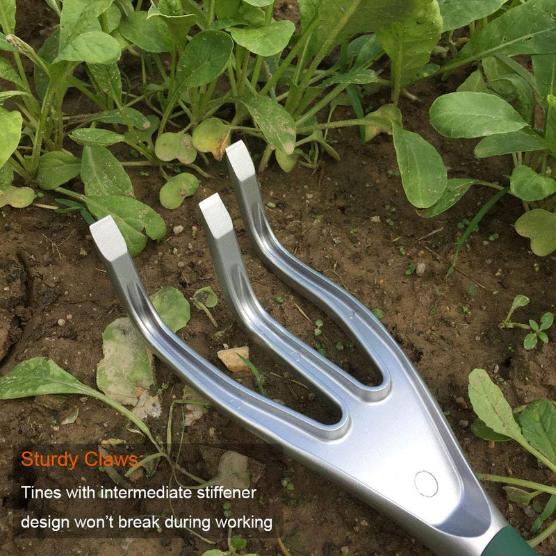 CFCT Garden Hand Cultivator, Min Hand Rake with Broad Sturdy Claw, Scratch Tool for Weeding, Aerating, Cultivating, Aluminum Light Weight, Bend Proof Ergonomic Design - NewNest Australia