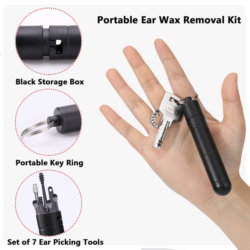 Ear Wax Remover Kit, Ear Cleaner Tool, Stainless Steel Ear Cleaner, Ear Wax Remover, Cleaning Set, Ear Care For Children And Adults, With Storage Box, Black, Pack Of 7 - NewNest Australia