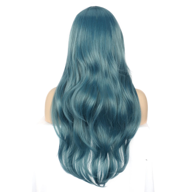 YEESHEDO Women's 28" 70 cm Cosplay Wig Long Wavy Curly Hair Ends with Bangs Wigs for Girls Heat Resistant Synthetic Wig for Party Costume Anime Halloween (Ash Blue) Ash Blue - NewNest Australia