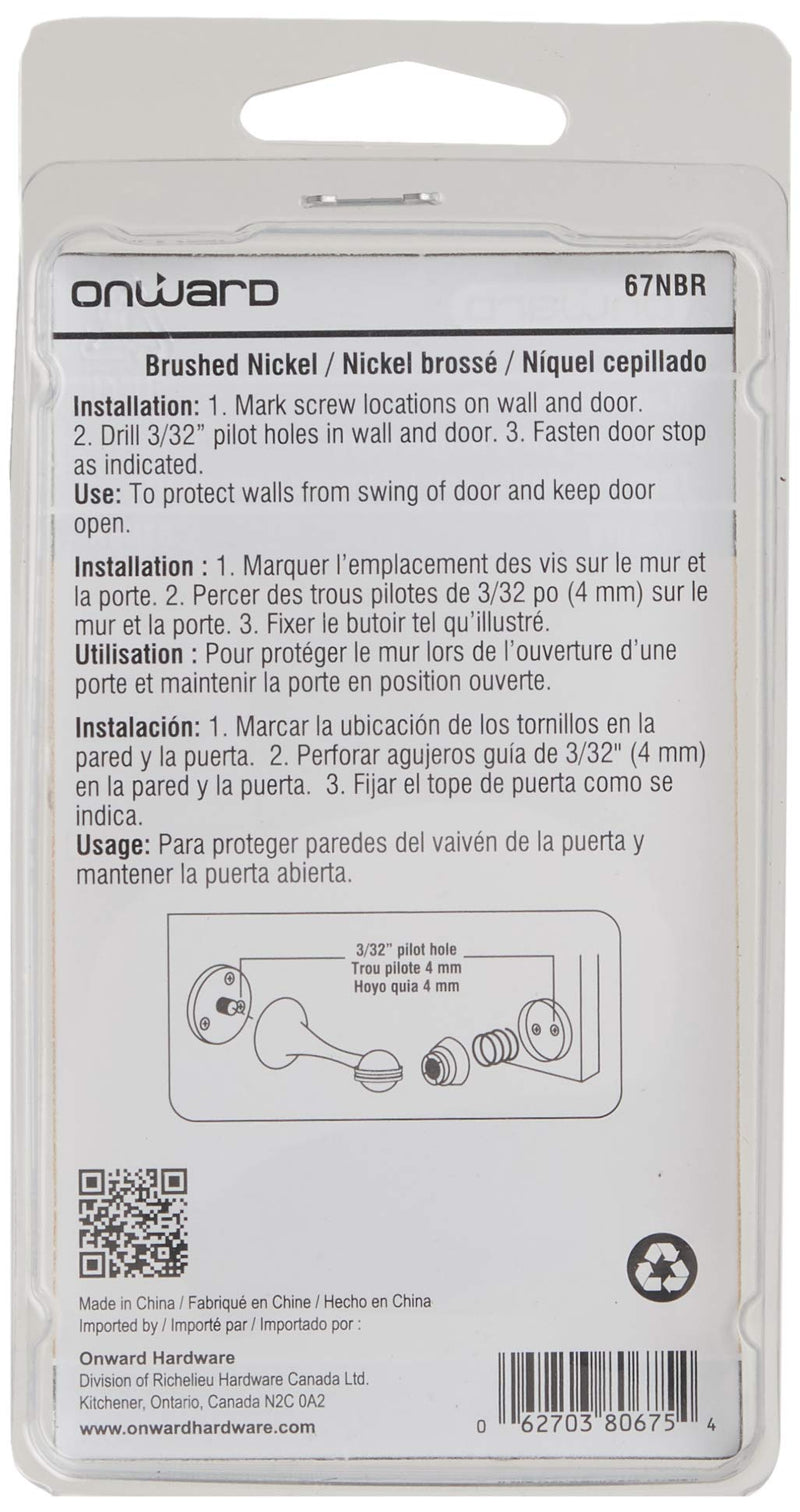 Richelieu Hardware 67NBR Onward 3-in (76.2 mm) Magnetic Door Stop, Brushed Nickel - NewNest Australia