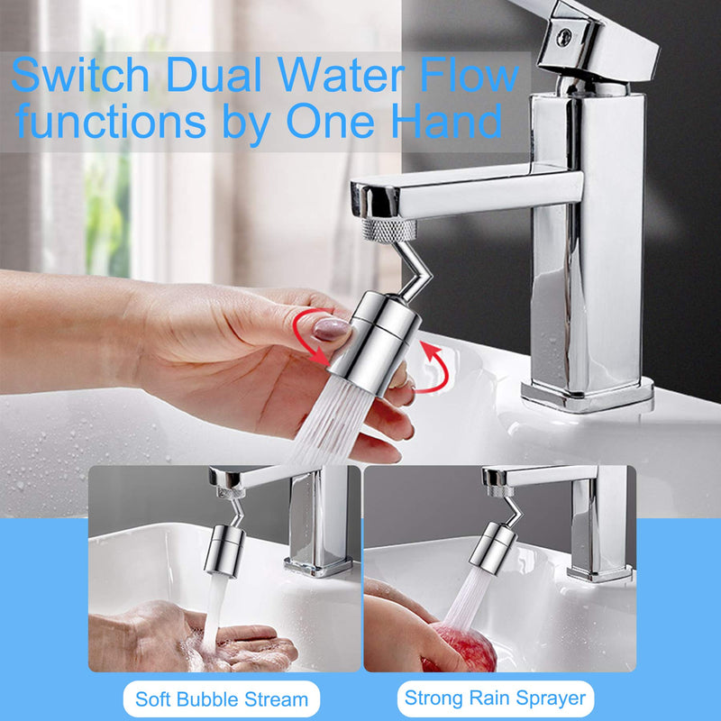 Faucet Aerator Solid Brass, 720-degree Swivel Eye Wash Station Faucet Mounted for Sink Attachment, Big Angle Swivel 2 Sprayer Kitchen Sink Aerator for Bathroom, Kitchen, Laundry Sink- Male Thread 15/16 Inch-27UNS Male Thread - NewNest Australia