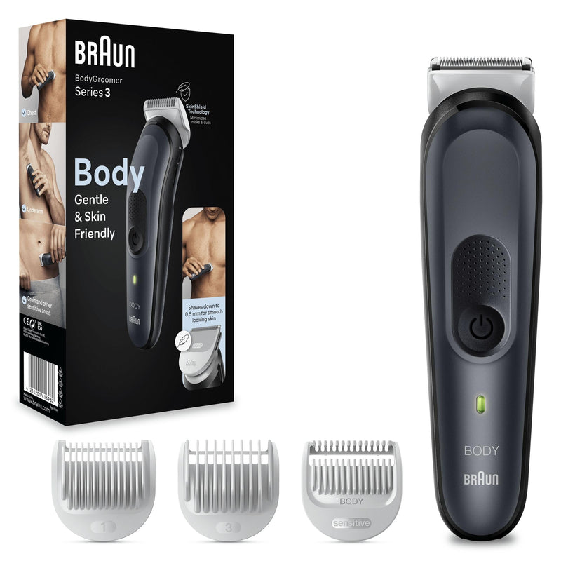 Braun Series 3 body groomer / intimate razor man, body care and hair removal for men, for chest, armpits, comb attachments 1/3 mm, 80 min. running time, Valentine's Day gift for him, BG3340 - NewNest Australia