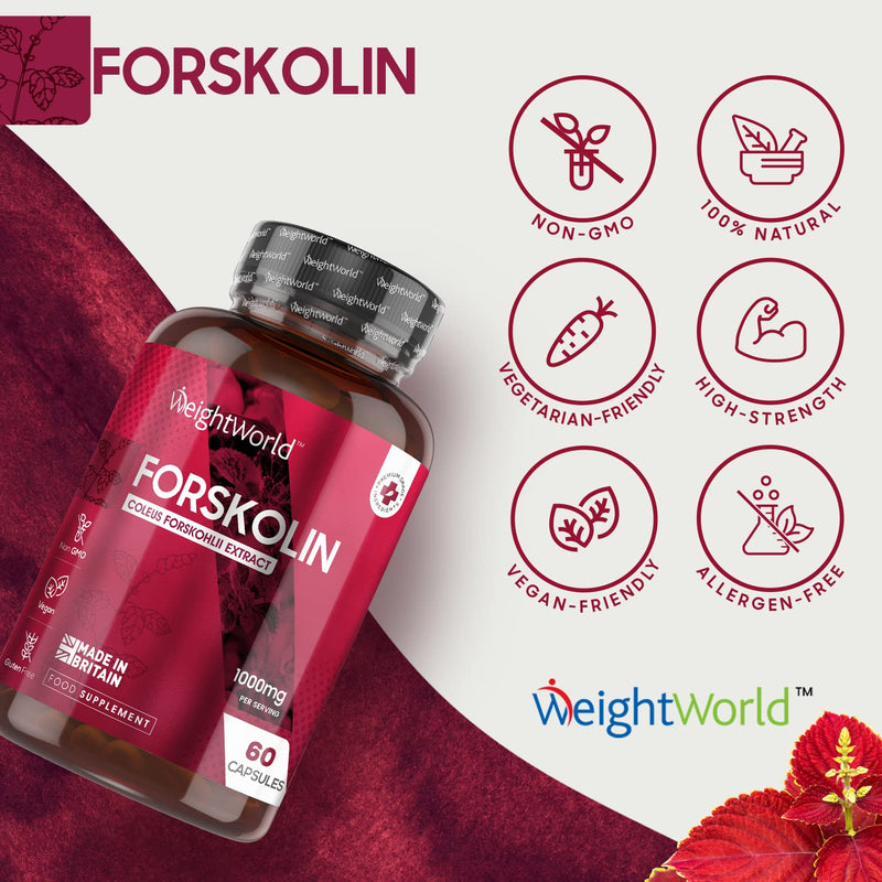 Forskolin Capsules 1000mg - 60 Vegan Capsules - Coleus Forskohlii Extract - Keto & Low Carb Diet Friendly - Weight Management Supplement for Men & Women - Allergen & GMO-Free Muscle Supplement - NewNest Australia