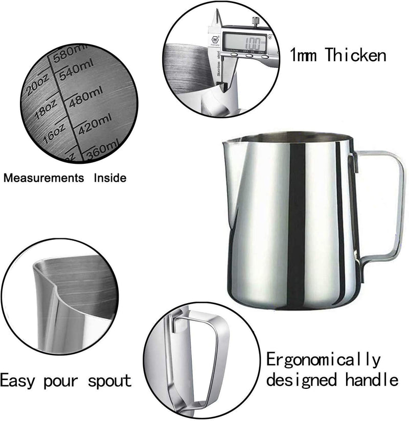 Espresso Milk Pitcher 12 oz,Espresso Milk Jug Pitcher 12/20 oz,Coffee Milk Frothing Cup,Coffee Steaming Pitcher 350ml/600ml (12oz/350ml) 12oz/350ml - NewNest Australia