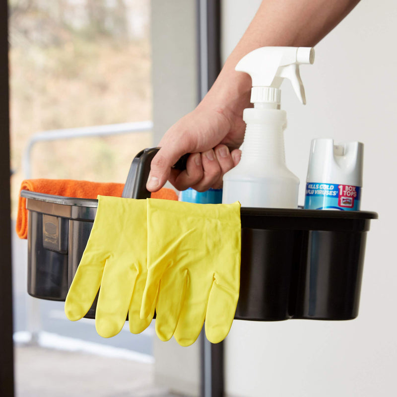 Rubbermaid Commercial Products Deluxe Carry Caddy for Cleaning Products, Spray Bottles, Sports/Water Bottles, and Postmates/Uber Eats Drivers, Black (FG315488BLA) 1 Pack - NewNest Australia