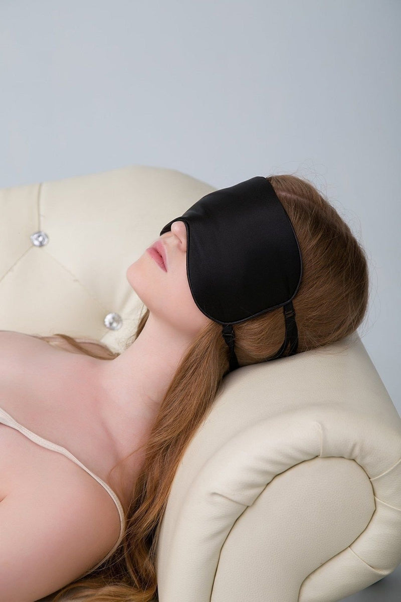 ALASKA BEAR Sleep Mask 2 Straps, Mulberry Silk, Twin Thin Elastic Bands Stay Put All Night, Super-Smooth Slim Eye Mask Two Adjustable Head Strings and Nose Baffle Black - NewNest Australia