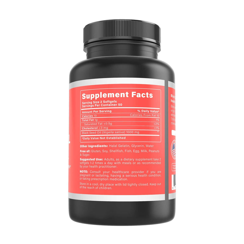 Health Logics Black Seed Oil, Cold Pressed, Rich Source of Omega 6 & 9 Essential Fatty Acids, from Nigella Sativa (100 Soft Gel Capsules) - NewNest Australia