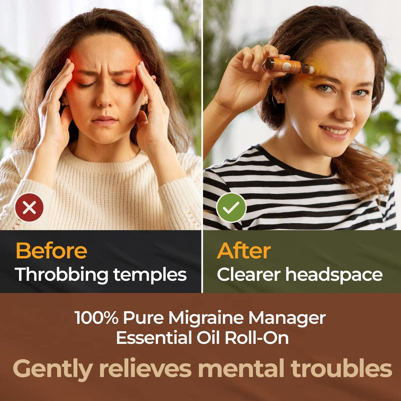 Gya Labs Migraine Relief Essential Oil Roll-On ‚ Aromatherapy, Therapeutic Grade With Essential Peppermint And Lavender Oils For Sinus, Tension Headaches And Migraines (10 Ml) - NewNest Australia