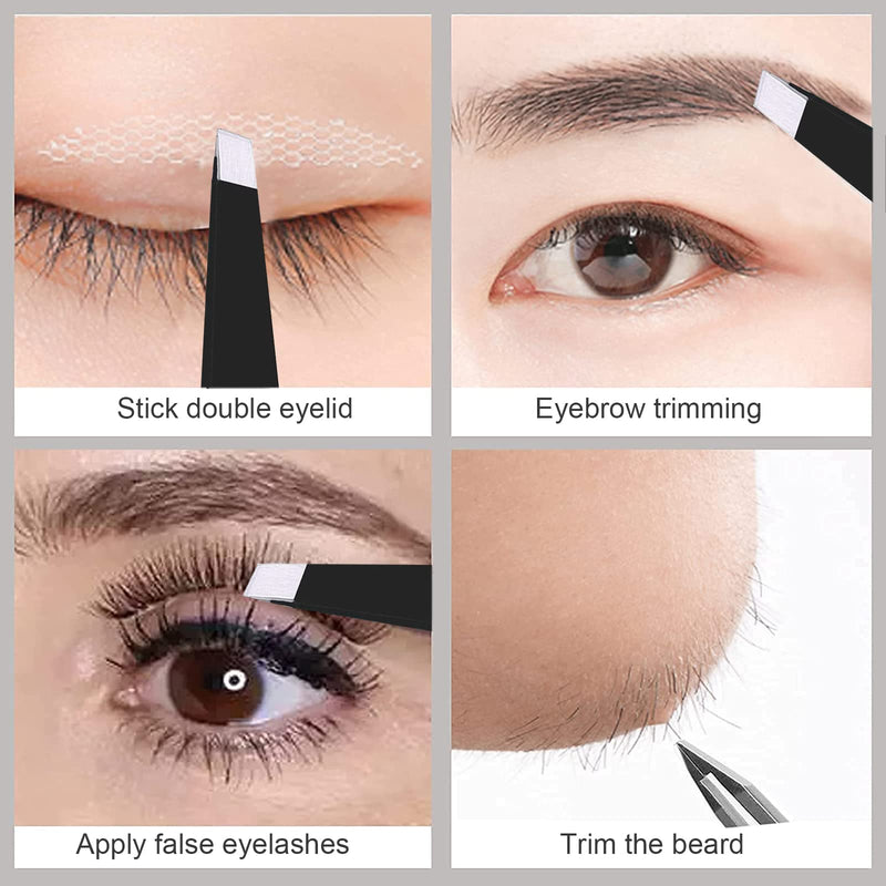 GeekerChip Tweezers for eyebrows, eyebrow tweezers made of stainless steel for eyebrows, beard, splinters and all types of hair, black bk - NewNest Australia