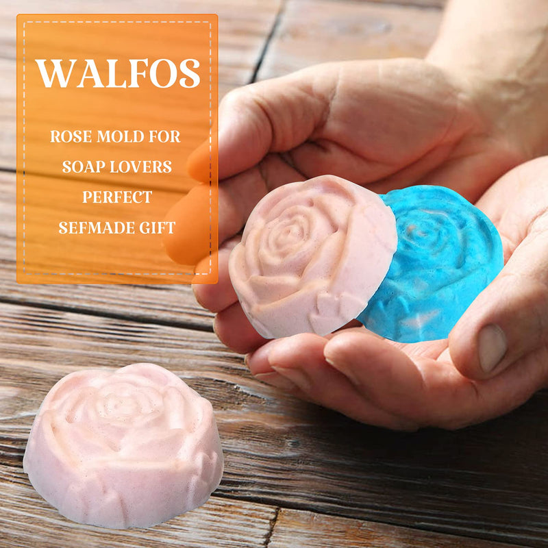Walfos Silicone Rose Mold - 2 Pcs Large Rose Flower Soap Mold, Food Grade Silicone and BPA Free, Perfect for Soap, Mousse, Cake, Jelly, Chocolate, Dishwasher Safe 2 Pcs, Pink Flower Shape - NewNest Australia