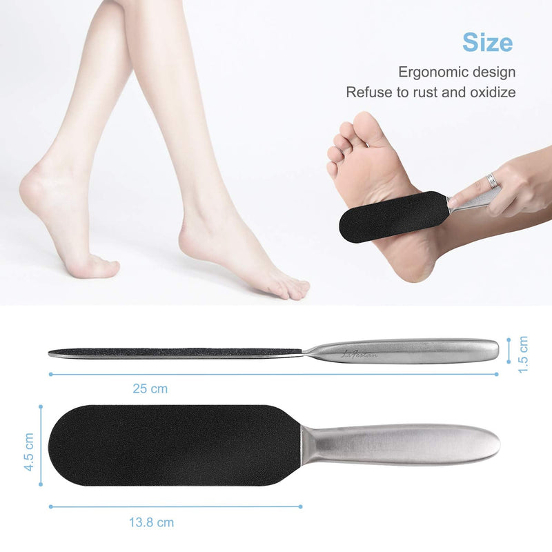Pedicure Foot File And Callus Remover For Hard Skin Professional, Stainless Steel Foot Rasp File With Ten Free Refill Grits Double-Sided Replacement Pads Easy Feet Scrubber For Bathroom Pedicure Salon - NewNest Australia