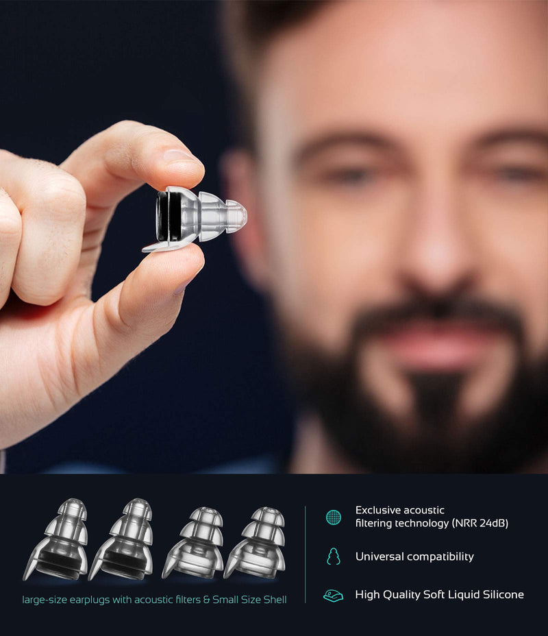 High Fidelity Concert Earplugs, Reusable Musicians Ear Plugs, 24dB Advanced Filter Technology Ear Protection for Music Festivals, DJs, Musicians Black - NewNest Australia