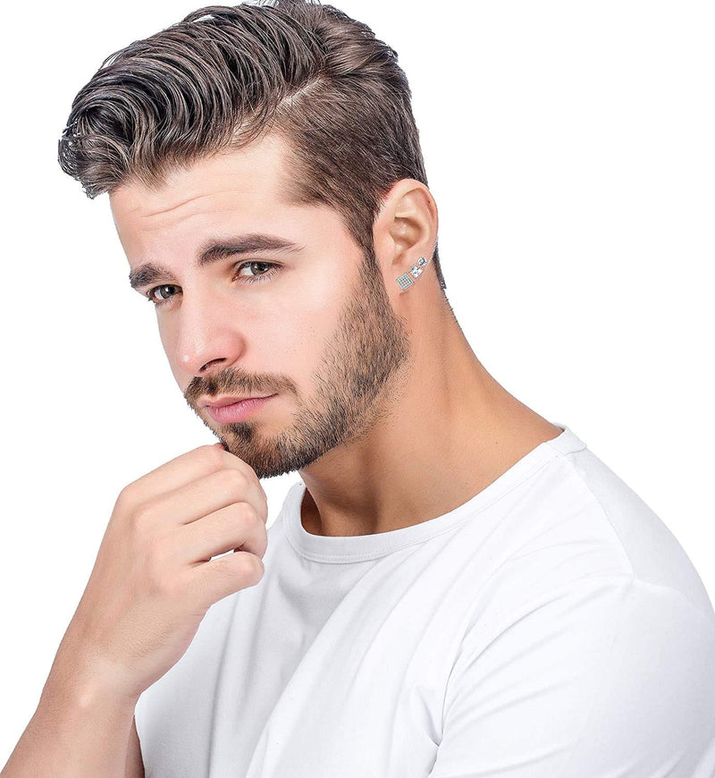 Milacolato 4Pairs Magnetic Stud Earrings For Men Women Stainless Steel CZ Earrings Studs Square Round Diamond Non-Piercing Clip On Stud Earrings Set For Male Boys,6mm 7mm 7.0 Millimetres - NewNest Australia