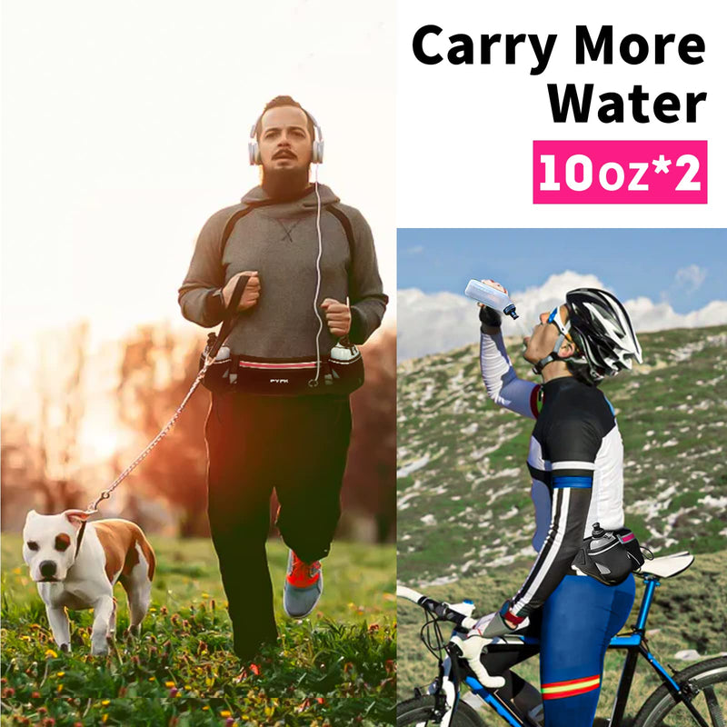 PYFK Upgraded Running Belt with Water Bottles, Hydration Belt for Men and Women, Water Bottle Holder Running Pouch Belt, Fanny Pack Fits 6.5 inches Phones, Waist pack for Running Hiking Climbing rose red - NewNest Australia