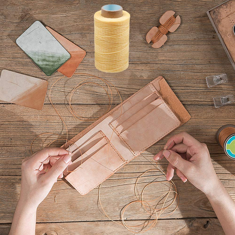 Colorful 284Yards Leather Sewing Waxed Thread-Practical Long Stitching Thread for Leather Craft DIY/Bookbinding/Shoe Repairing/Leather Projects Apricot - NewNest Australia
