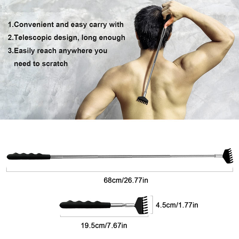 Yexixsr 3 Pack Extendable Back Scratcher Portable Telescopic Back Massager Back Scratchers for Men Women Kids Adults, Back Scratching Tool with Rubber Handles - NewNest Australia