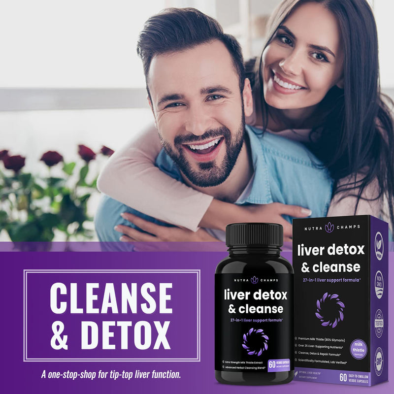 Liver Cleanse Detox & Repair | Milk Thistle Extract with Silymarin 80%, Artichoke Extract, Dandelion Root, Chicory, 25+ Herbs | Premium Liver Health Formula | Liver Support Detox Cleanse Supplement - NewNest Australia