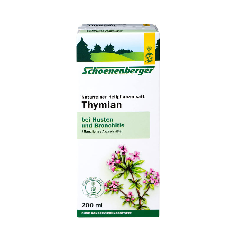 Schoenenberger - Thyme Natural Medicinal Plant Juice - 1 X 200 Ml Glass Bottle - Free-Sale Medicine - For Coughing And Bronchitis - To Improve The Symptoms Of Cold Diseases - NewNest Australia