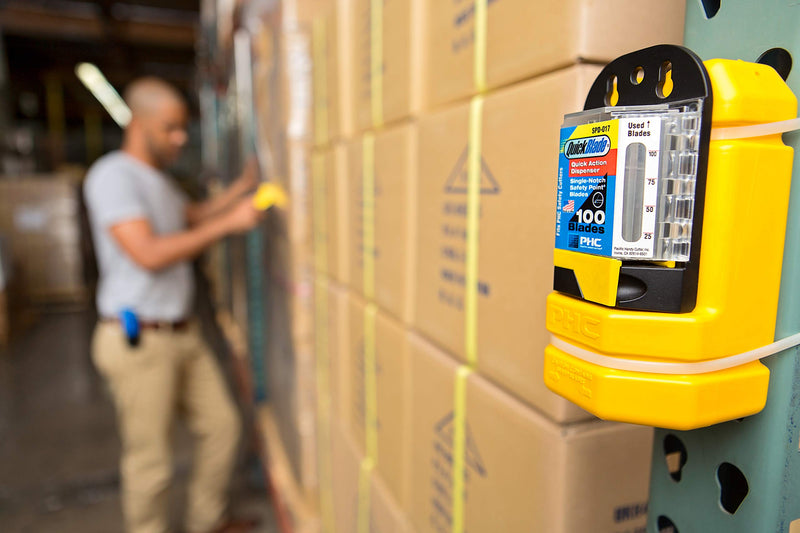 Pacific Handy Cutter Blade Bank, Used Razor Blade Disposal with Wall Mount, Safely Dispose of Used Blades, Keep Blades Out of Trash Bags, Off of Floors, and Away from Other Hazardous Locations, Yellow (BH00206) - NewNest Australia