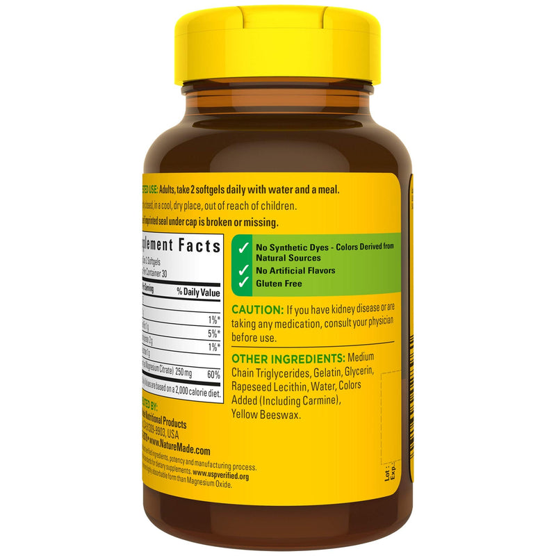 Nature Made Magnesium Citrate 250 mg, Dietary Supplement for Muscle Support, 60 Softgels, 30 Day Supply 60 Count - NewNest Australia